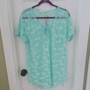 Francesca's Mint Green Palm Tree Beach Suimsuit Coverup Size M/L NWT